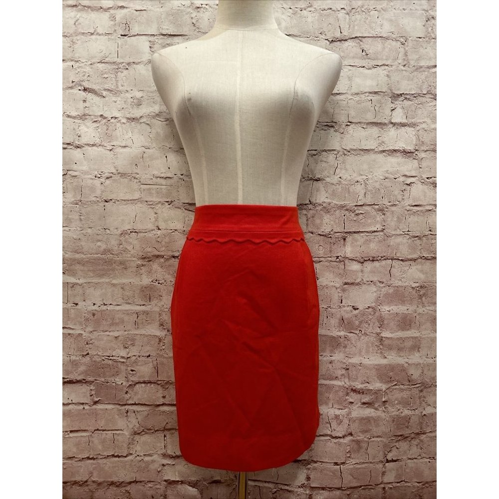J. CREW Womens Red Scallop Waist Mini Skirt Wool Blend Holiday Size 12 NEW